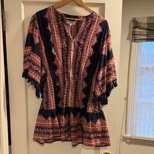 Sea Red and Blue Patterned Tunic
